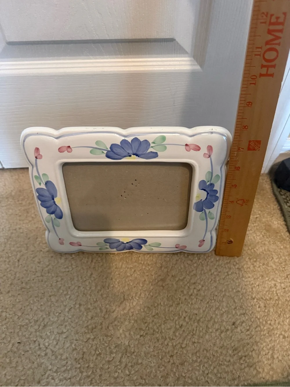 Caleca Giordino Ceramic Floral Picture Frame - White with Blue Flowers